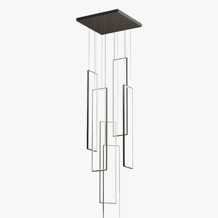 Modern LED Geometric Chandelier – Black Aluminum &amp; Acrylic  – LM1057 - Lumora
