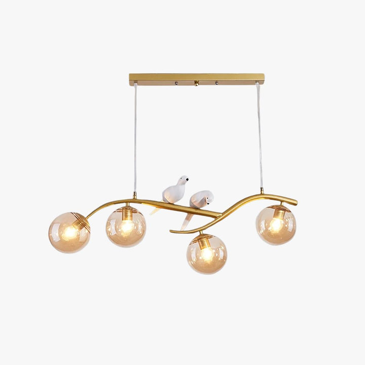 Modern Nordic Bird LED Chandelier – Gold with Amber Glass – LM1056 - Lumora