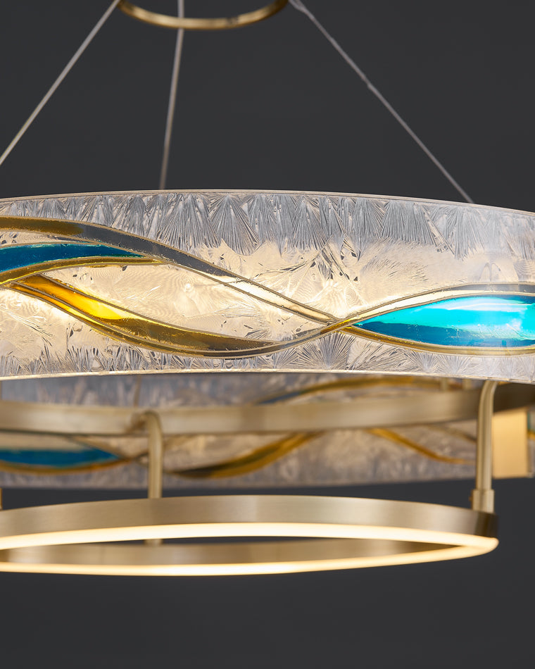 Enamel Round Brass Chandelier-LM1043 - Lumora
