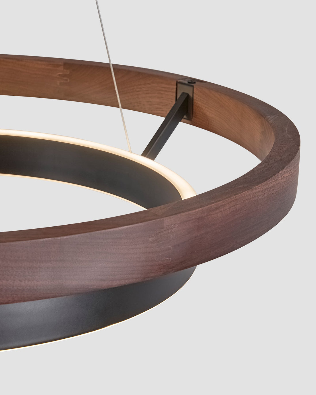Modern Walnut Wood Grain LED Ring Chandelier - LM1062 - Lumora