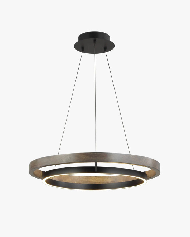 Modern Walnut Wood Grain LED Ring Chandelier - LM1062 - Lumora