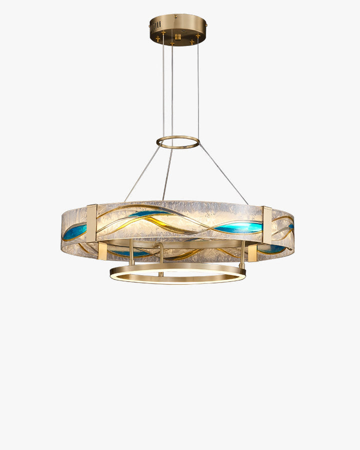 Enamel Round Brass Chandelier-LM1043 - Lumora