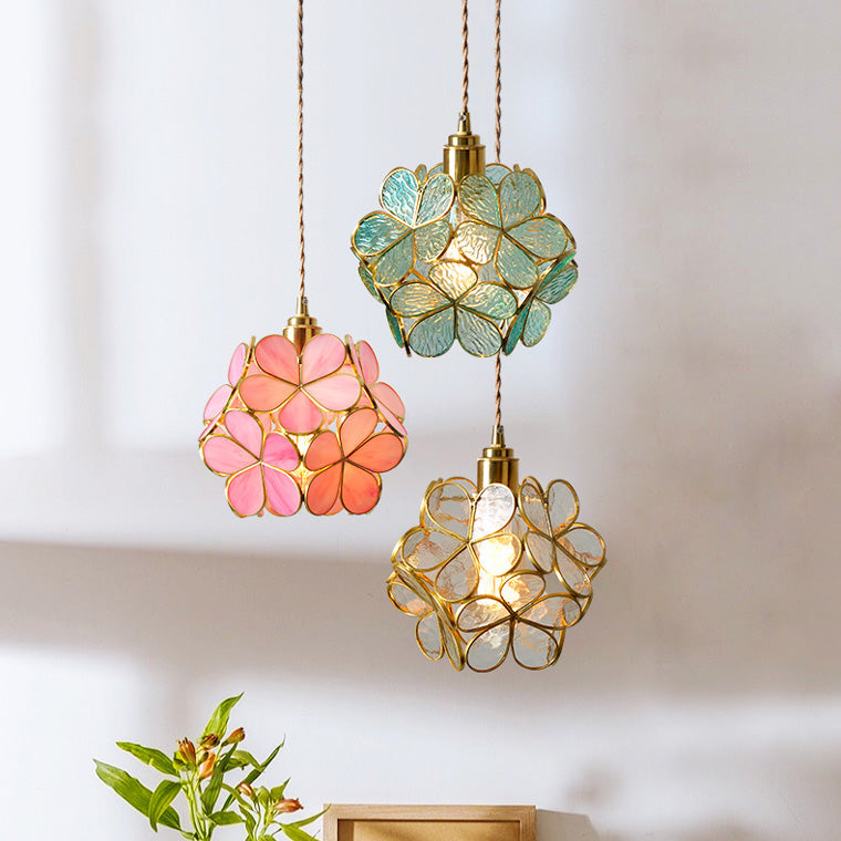 Art Deco Stained Glass Flower Pendant Light – LM1063