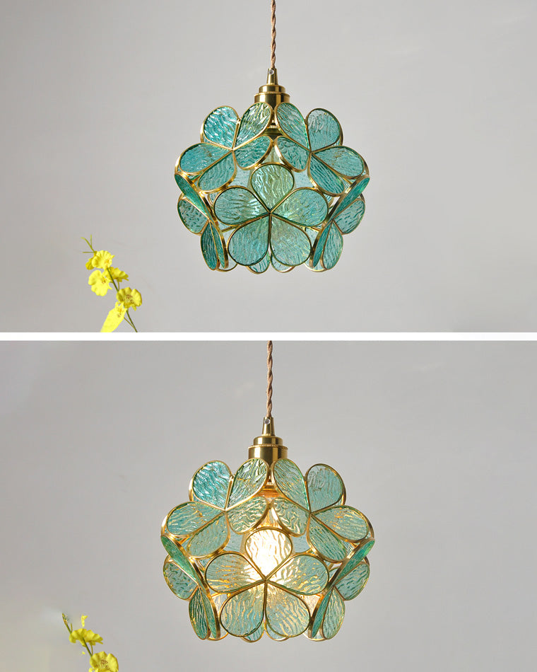 Art Deco Stained Glass Flower Pendant Light – LM1063