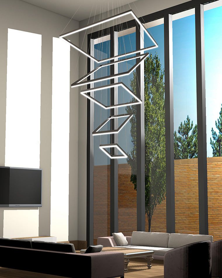 Tiered Rectangular LED Chandelier - LM1031 - Lumora