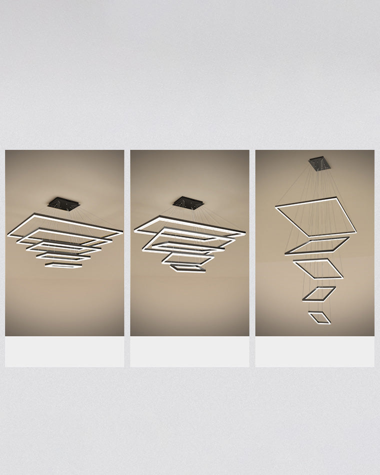 Tiered Rectangular LED Chandelier - LM1031 - Lumora