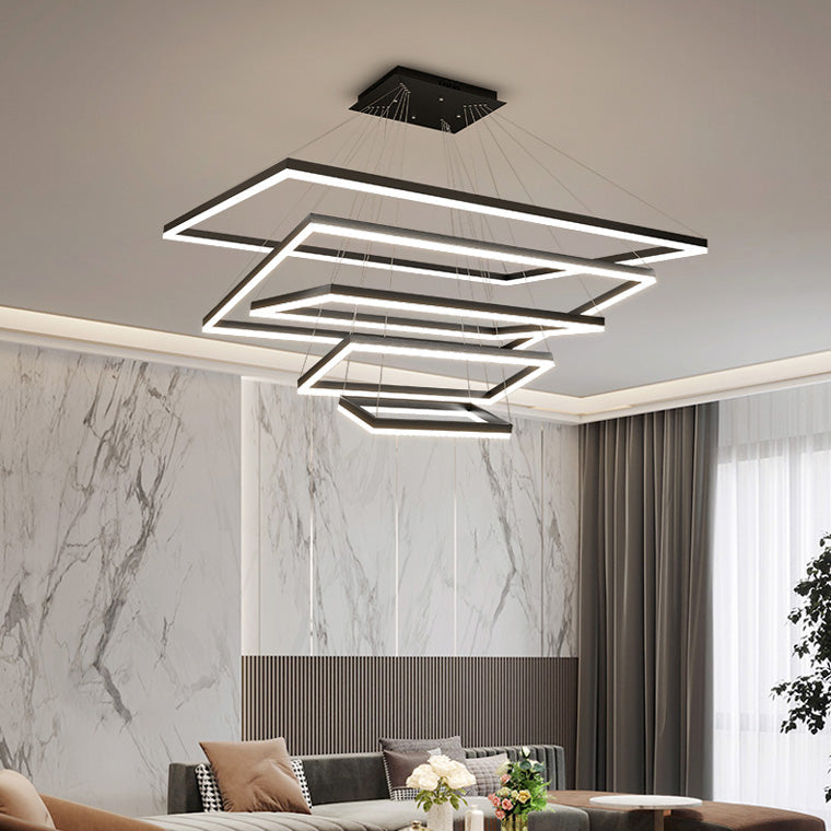 Tiered Rectangular LED Chandelier - LM1031 - Lumora