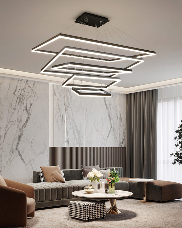 Tiered Rectangular LED Chandelier - LM1031 - Lumora