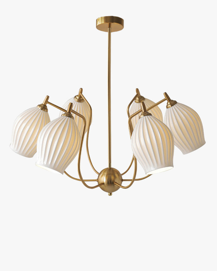 Luxury Modern Copper Chandelier with Frosted Glass Shades - LM1072 - Lumora