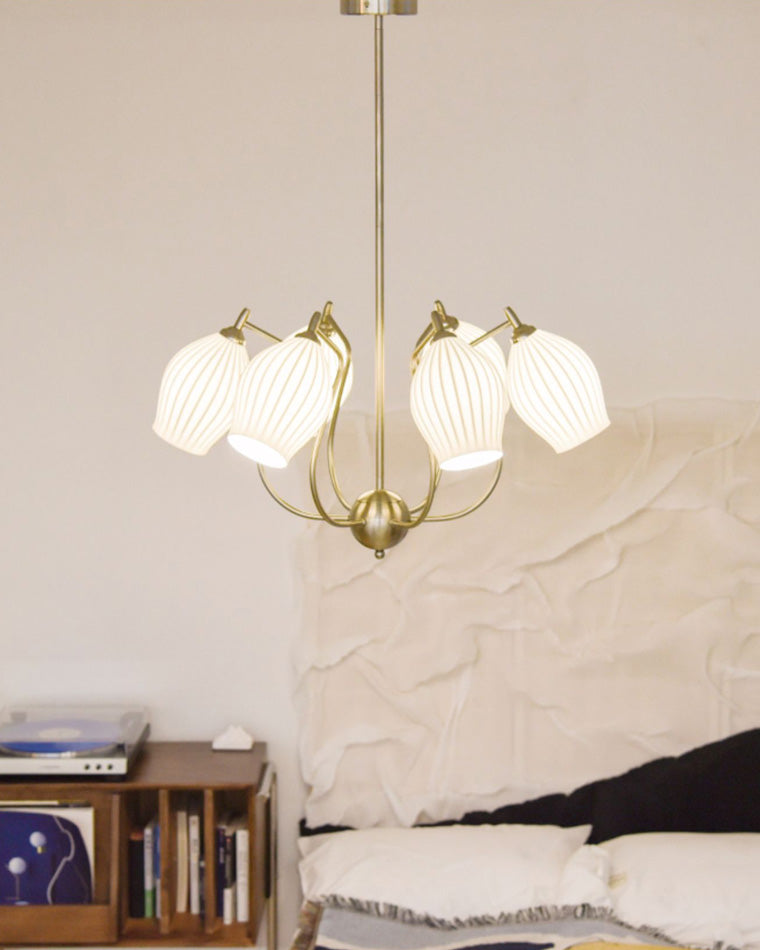 Luxury Modern Copper Chandelier with Frosted Glass Shades - LM1072 - Lumora