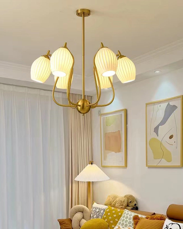Luxury Modern Copper Chandelier with Frosted Glass Shades - LM1072 - Lumora