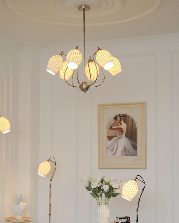 Luxury Modern Copper Chandelier with Frosted Glass Shades - LM1072 - Lumora