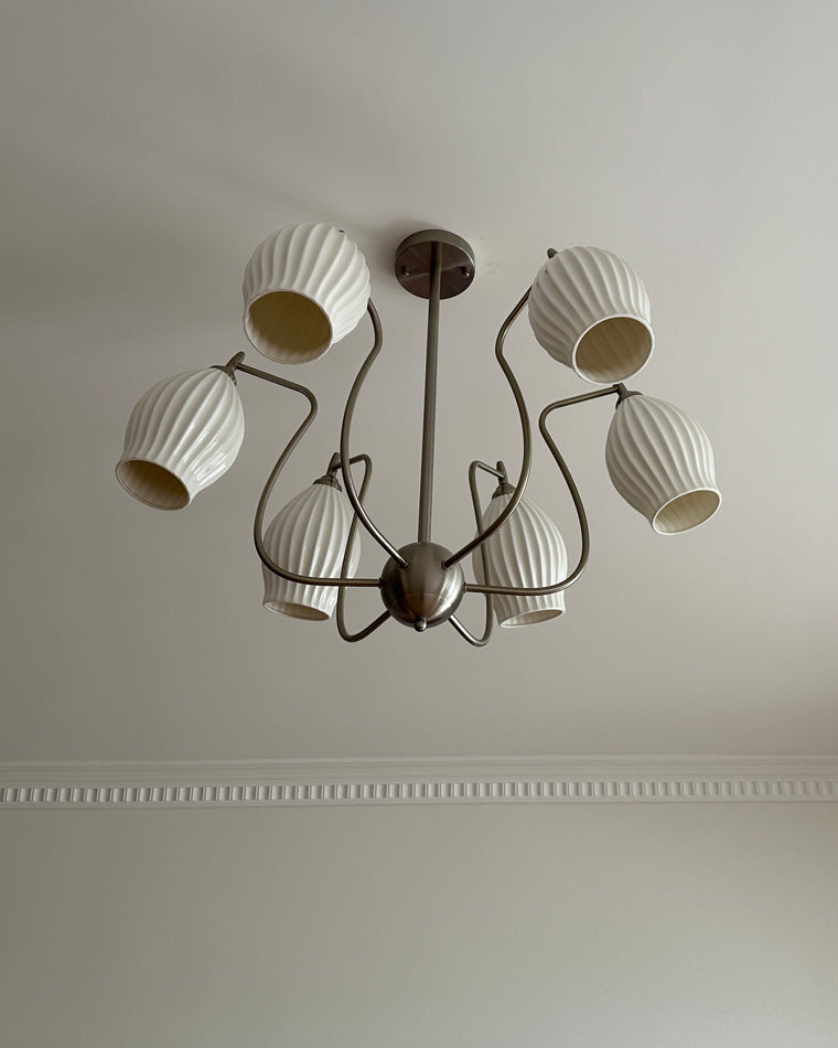 Luxury Modern Copper Chandelier with Frosted Glass Shades - LM1072 - Lumora