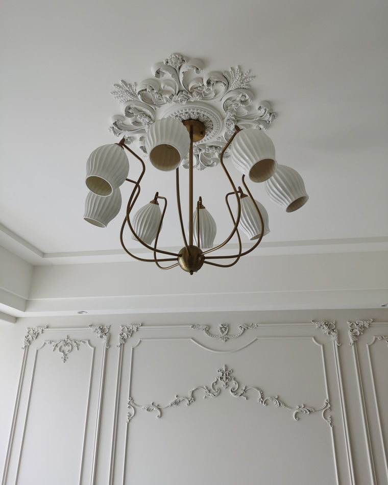 Luxury Modern Copper Chandelier with Frosted Glass Shades - LM1072 - Lumora