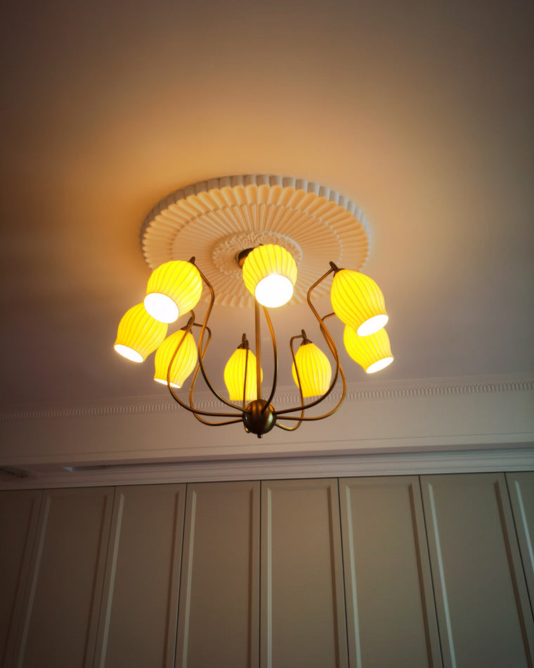 Luxury Modern Copper Chandelier with Frosted Glass Shades - LM1072 - Lumora