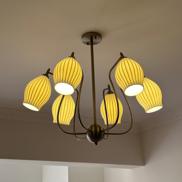 Luxury Modern Copper Chandelier with Frosted Glass Shades - LM1072 - Lumora