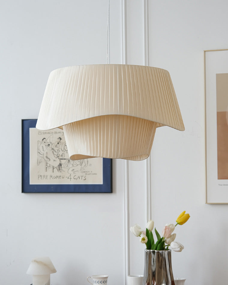 Modern White Fabric Pendant Light - LM1122