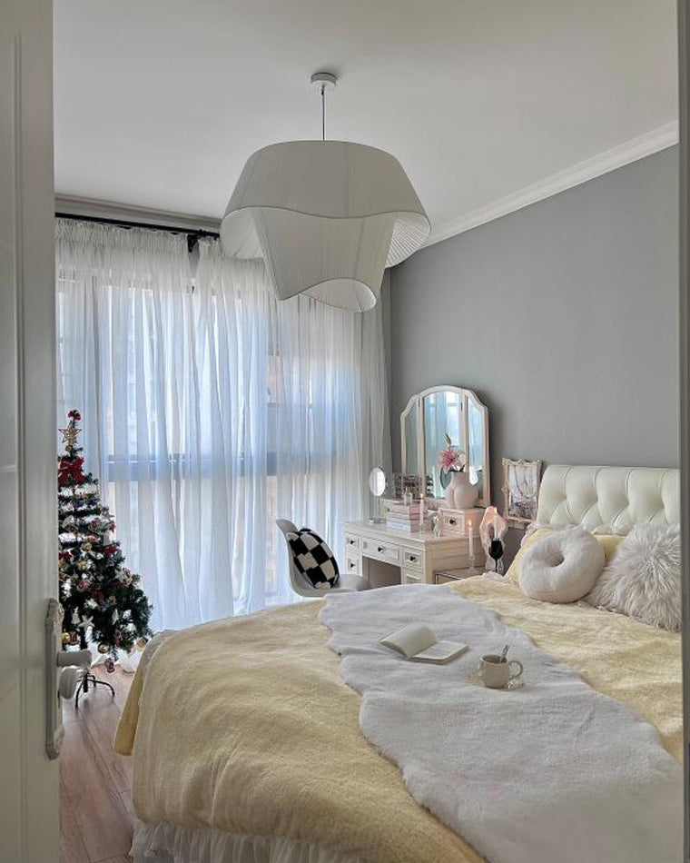 Modern White Fabric Pendant Light - LM1122