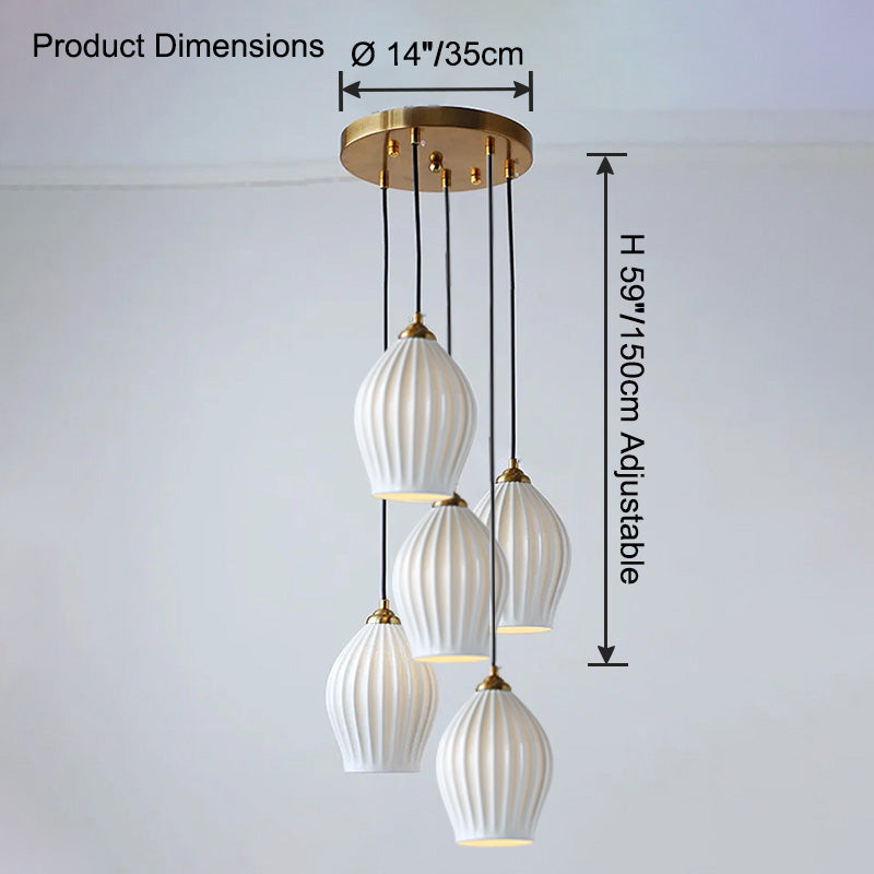 Aurora Luxe Ribbed Ceramic Pendant Light - LM1084 - Lumora