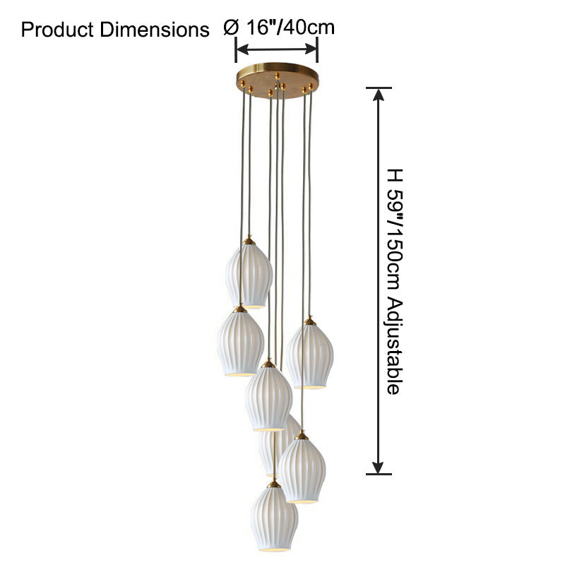 Aurora Luxe Ribbed Ceramic Pendant Light - LM1084 - Lumora