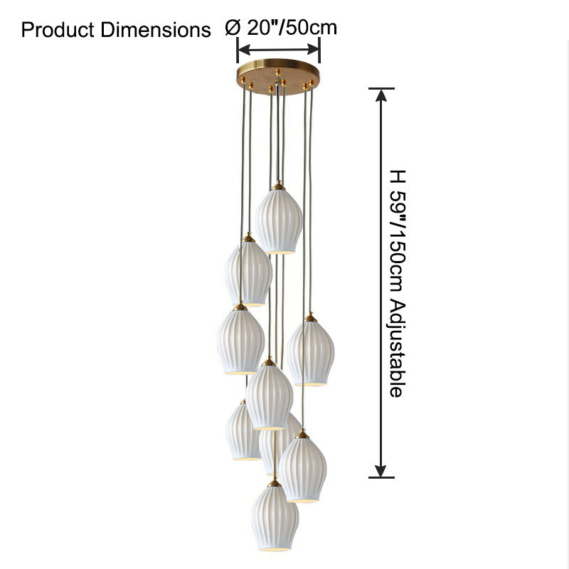 Aurora Luxe Ribbed Ceramic Pendant Light - LM1084 - Lumora