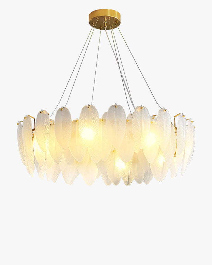 Luxury Frosted Glass Feather Chandelier - LM1088 - Lumora
