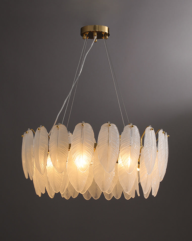 Luxury Frosted Glass Feather Chandelier - LM1088 - Lumora