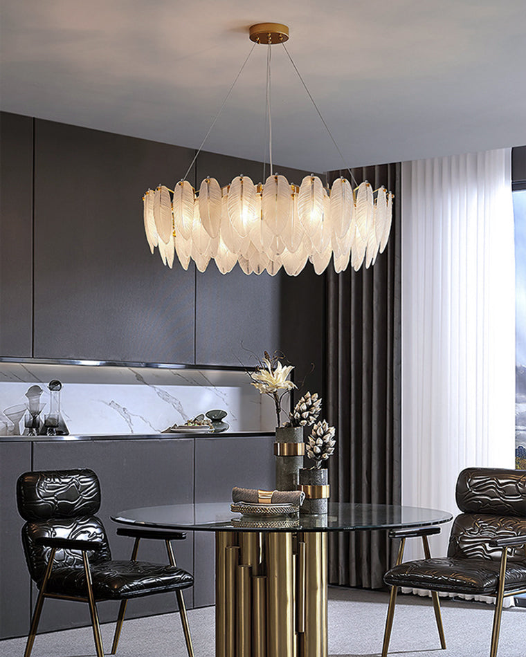 Luxury Frosted Glass Feather Chandelier - LM1088 - Lumora