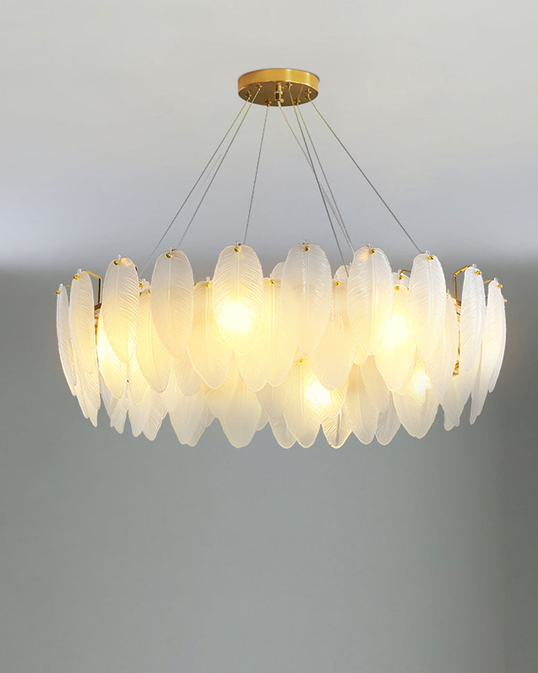 Luxury Frosted Glass Feather Chandelier - LM1088 - Lumora