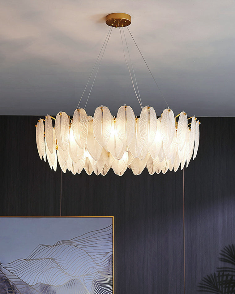 Luxury Frosted Glass Feather Chandelier - LM1088 - Lumora