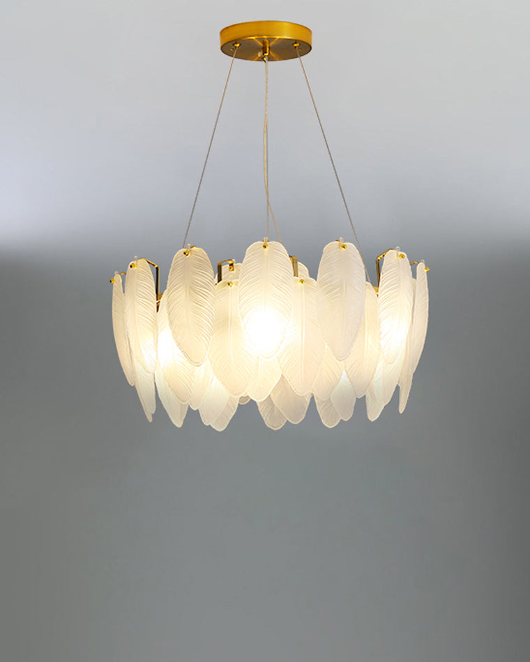 Luxury Frosted Glass Feather Chandelier - LM1088 - Lumora