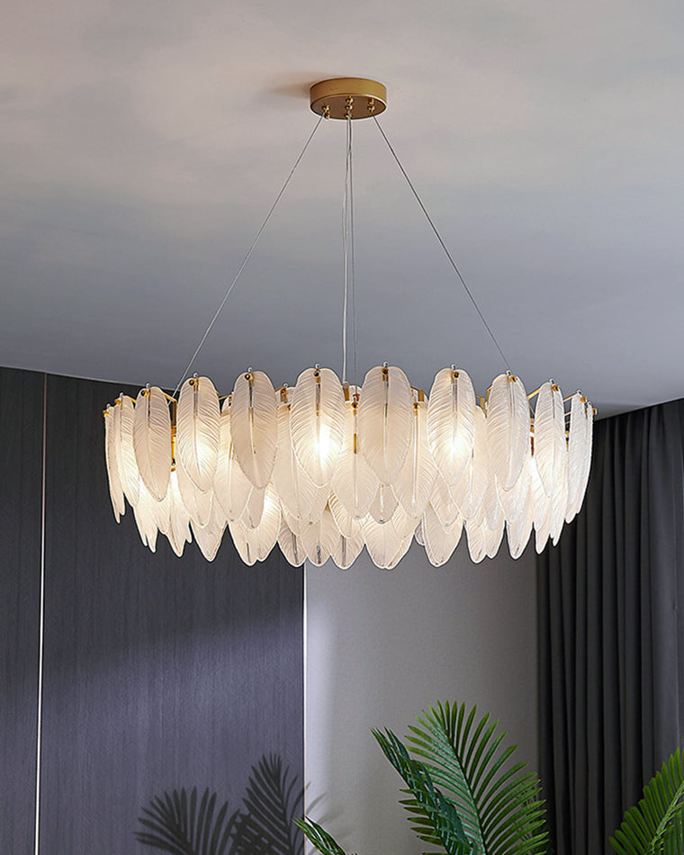Luxury Frosted Glass Feather Chandelier - LM1088 - Lumora