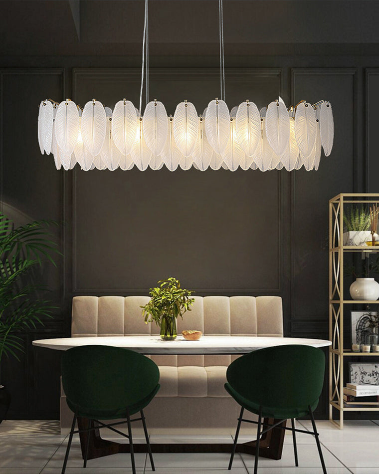 Aurora Linear Feather Chandelier 90cm - LM1089 - Lumora