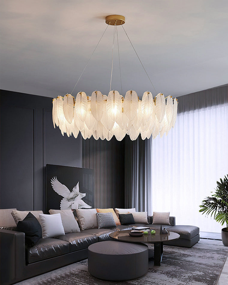 Luxury Frosted Glass Feather Chandelier - LM1088 - Lumora