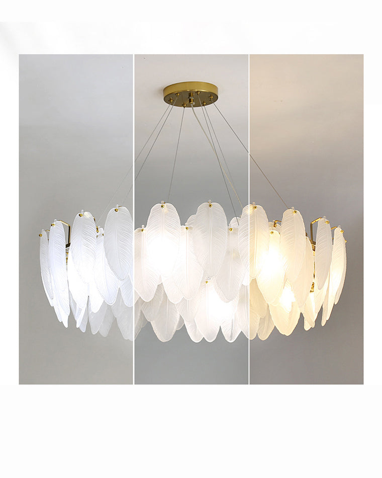 Luxury Frosted Glass Feather Chandelier - LM1088 - Lumora