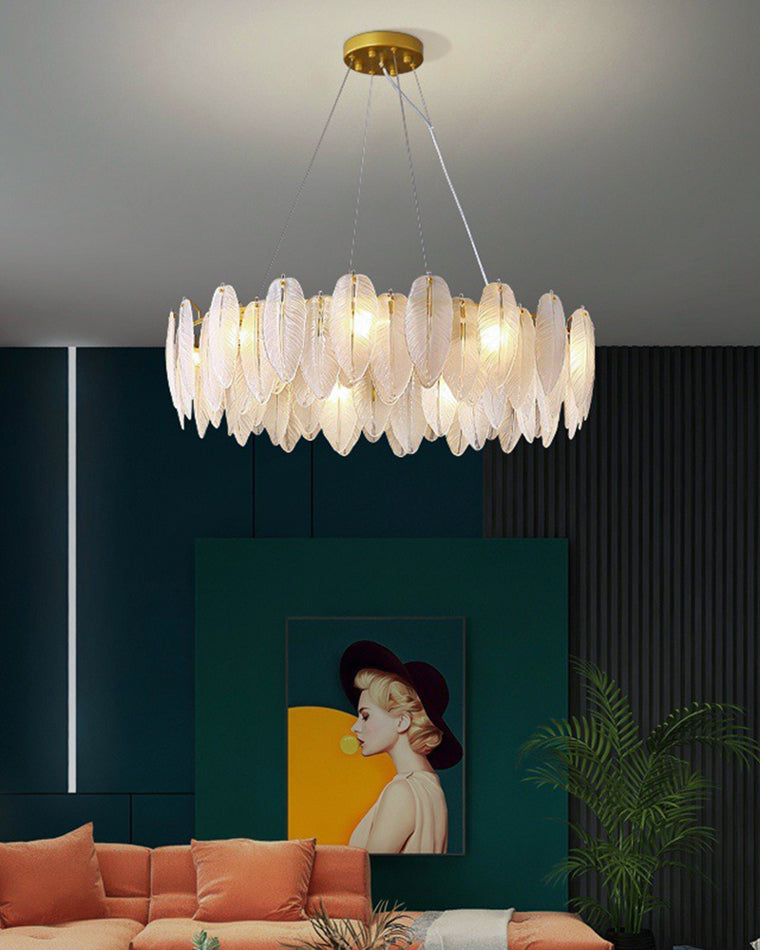 Luxury Frosted Glass Feather Chandelier - LM1088 - Lumora