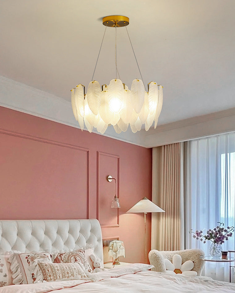 Luxury Frosted Glass Feather Chandelier - LM1088 - Lumora