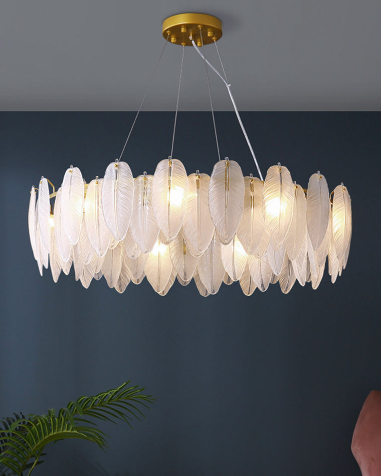 Luxury Frosted Glass Feather Chandelier - LM1088 - Lumora