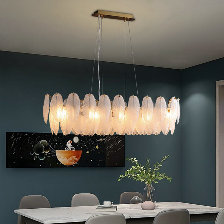 Aurora Linear Feather Chandelier 90cm - LM1089 - Lumora