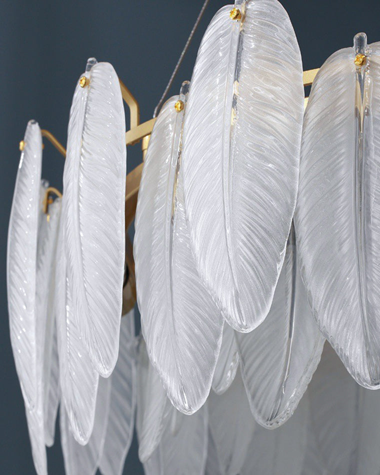 Aurora Linear Feather Chandelier 90cm - LM1089 - Lumora