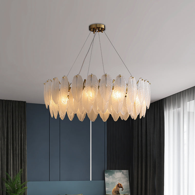 Luxury Frosted Glass Feather Chandelier - LM1088 - Lumora