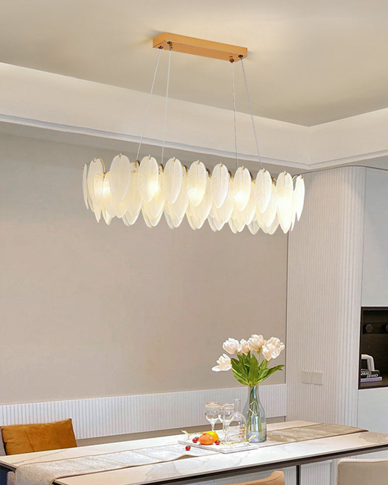 Aurora Linear Feather Chandelier 90cm - LM1089 - Lumora