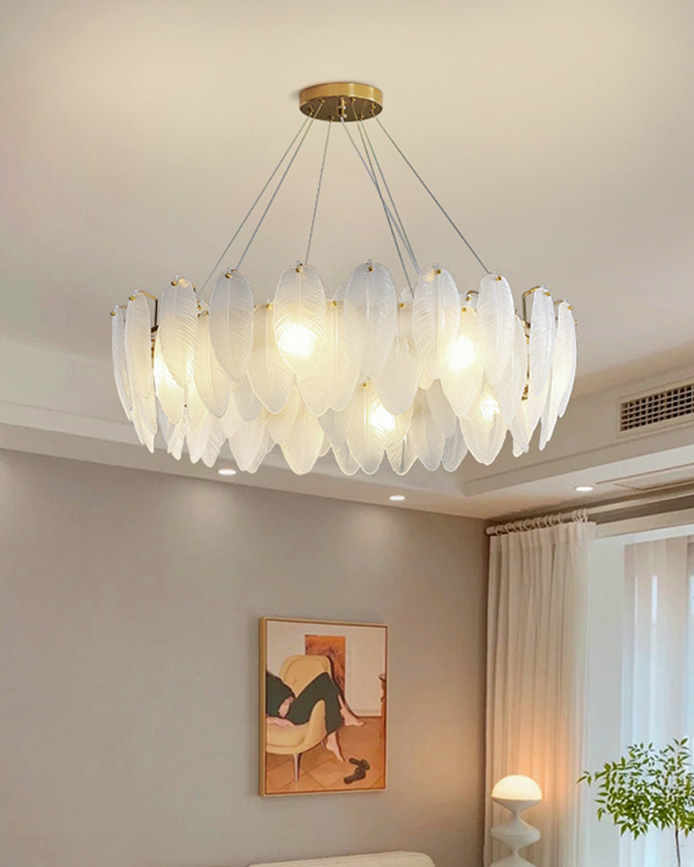 Luxury Frosted Glass Feather Chandelier - LM1088 - Lumora