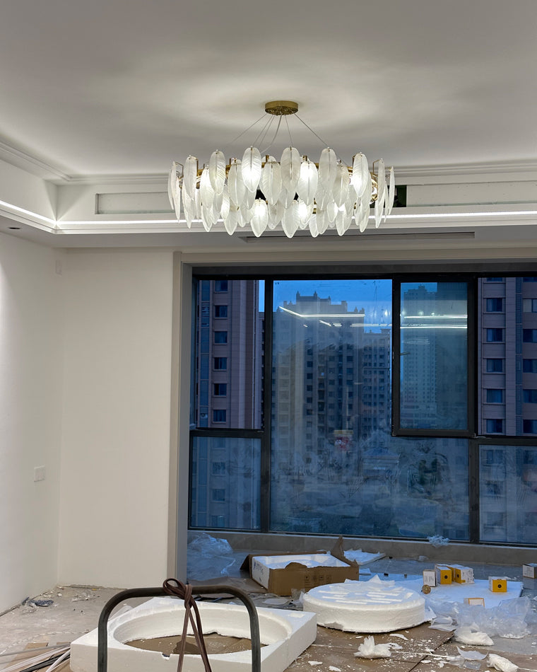 Luxury Frosted Glass Feather Chandelier - LM1088 - Lumora