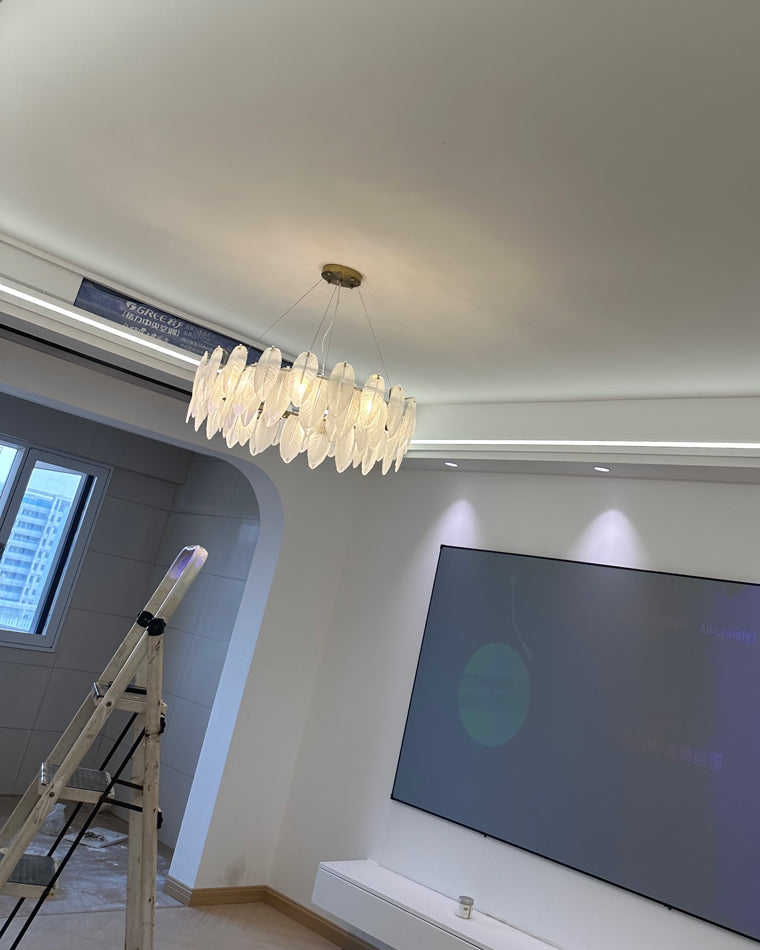 Luxury Frosted Glass Feather Chandelier - LM1088 - Lumora