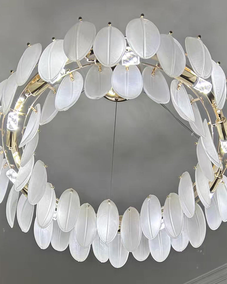 Luxury Frosted Glass Feather Chandelier - LM1088 - Lumora