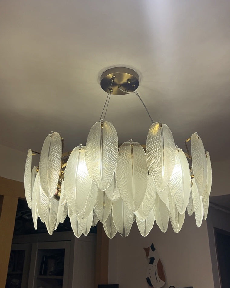 Luxury Frosted Glass Feather Chandelier - LM1088 - Lumora