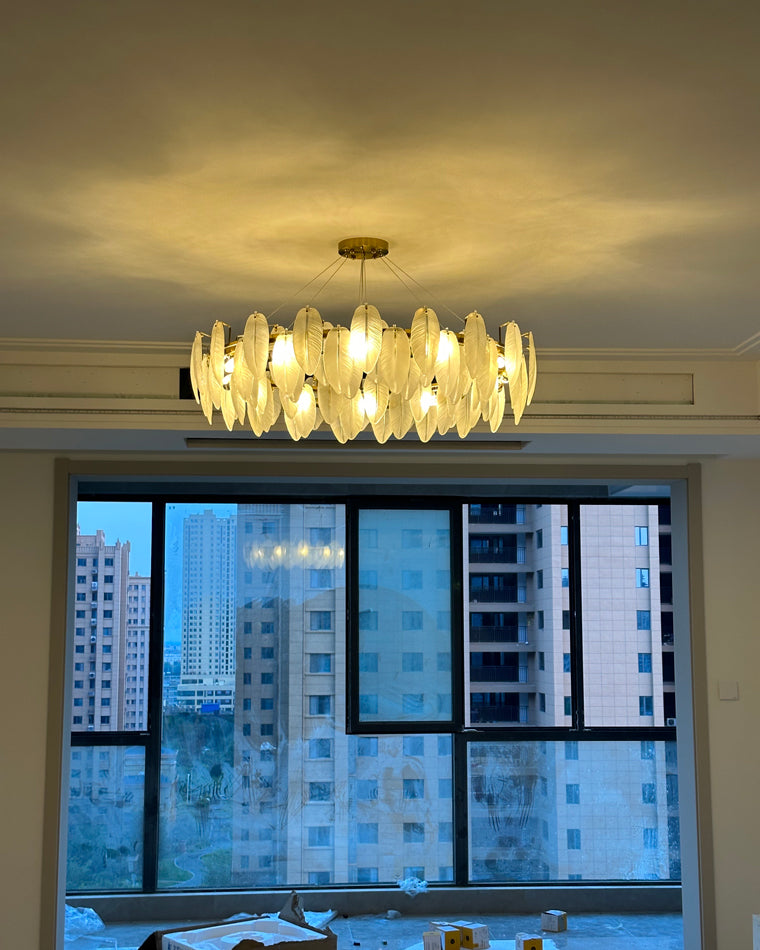 Luxury Frosted Glass Feather Chandelier - LM1088 - Lumora