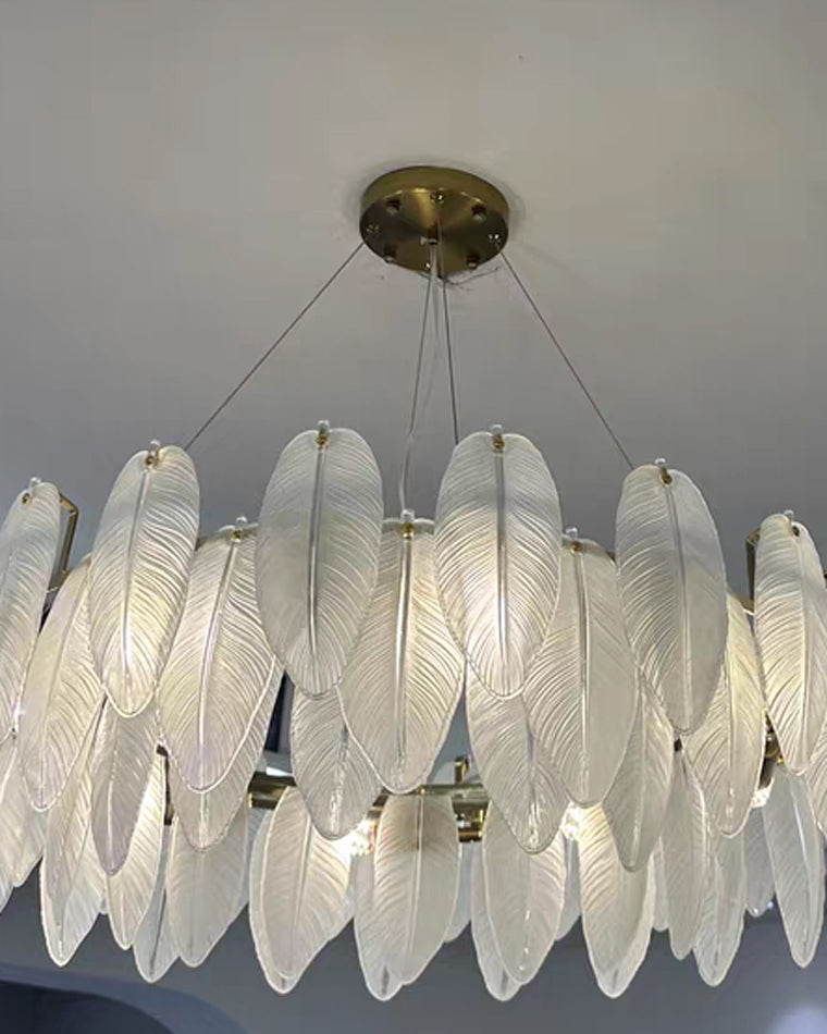 Luxury Frosted Glass Feather Chandelier - LM1088 - Lumora