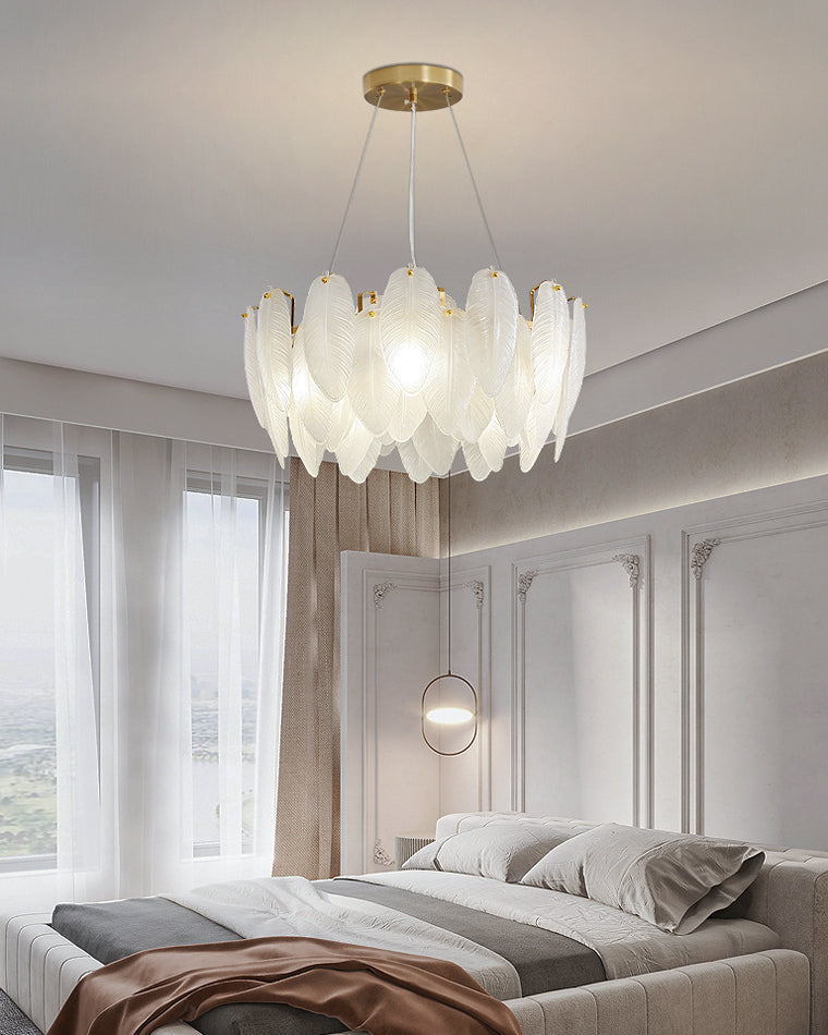 Luxury Frosted Glass Feather Chandelier - LM1088 - Lumora